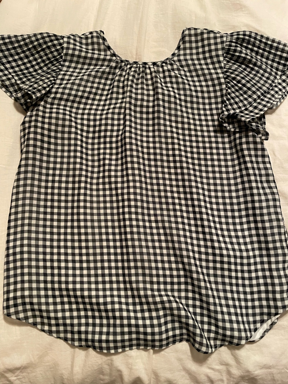 Ann Taylor Black & White Gingham Blouse